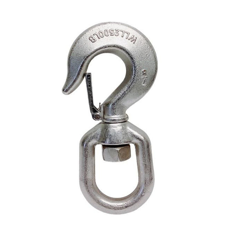 7/8" Drop Forged Swivel Hook Lifting Hook 2500 LBS WLL Stainless Steel T316 4Pcs