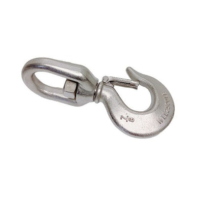 7/8" Drop Forged Swivel Hook Lifting Hook 2500 LBS WLL Stainless Steel T316 4Pcs