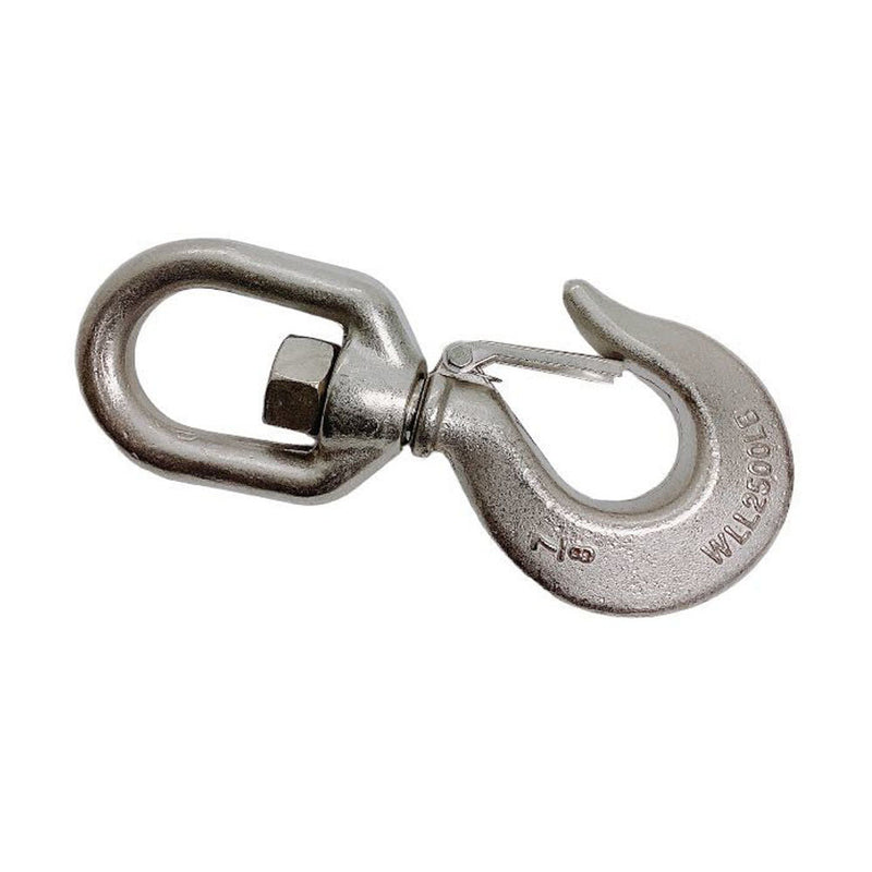 7/8" Drop Forged Swivel Hook Lifting Hook 2500 LBS WLL Stainless Steel T316 4Pcs