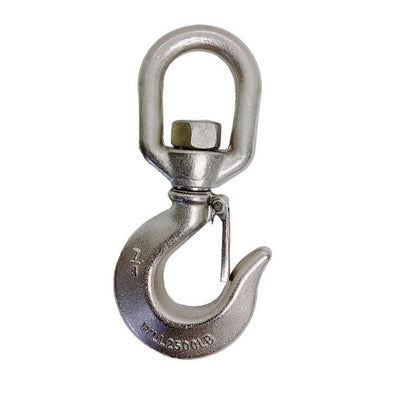 7/8" Drop Forged Swivel Hook Lifting Hook 2500 LBS WLL Stainless Steel T316 4Pcs