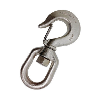 7/8" Drop Forged Swivel Hook Lifting Hook 2500 LBS WLL Stainless Steel T316 4Pcs