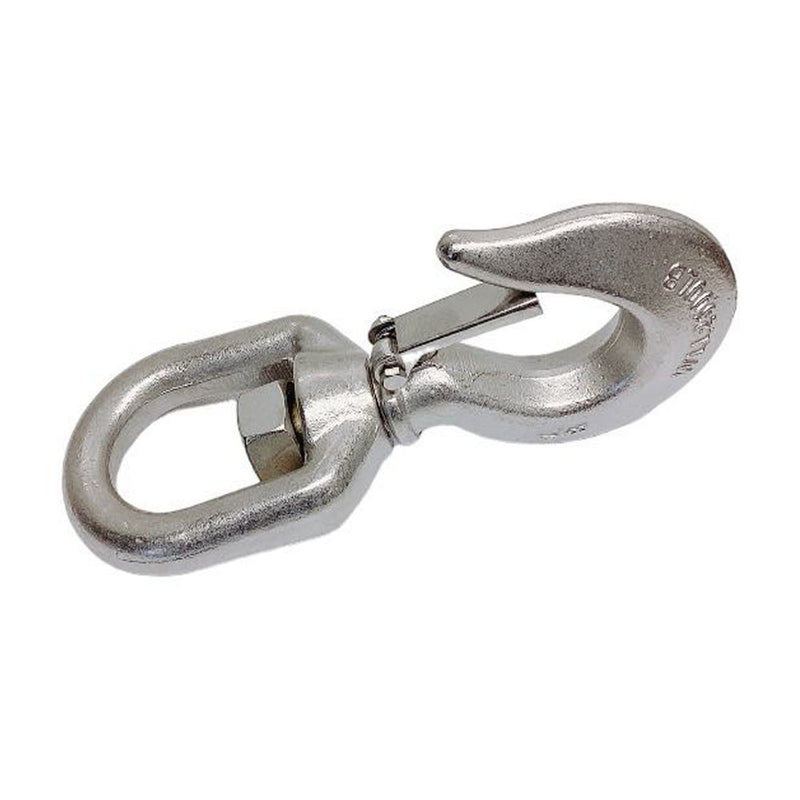 7/8" Drop Forged Swivel Hook Lifting Hook 2500 LBS WLL Stainless Steel T316 4Pcs