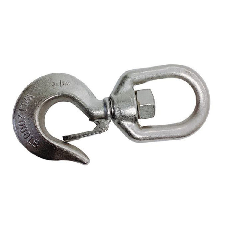 3/4" Drop Forged Swivel Hook Lifting Hook 2000 LBS WLL Stainless Steel T316 4Pcs