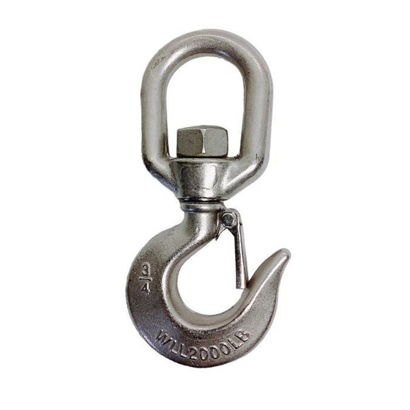 3/4" Drop Forged Swivel Hook Lifting Hook 2000 LBS WLL Stainless Steel T316 4Pcs