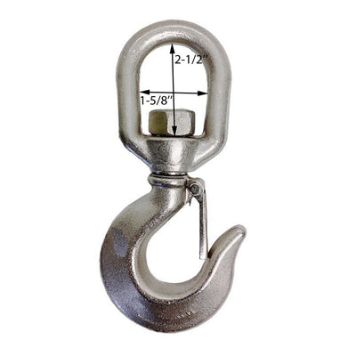 3/4" Drop Forged Swivel Hook Lifting Hook 2000 LBS WLL Stainless Steel T316 4Pcs