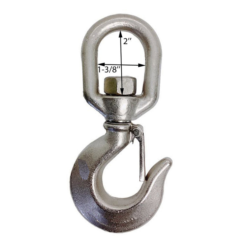 5/8" Drop Forged Swivel Hook Lifting Hook 1,500 LBS WLL Stainless Steel T316