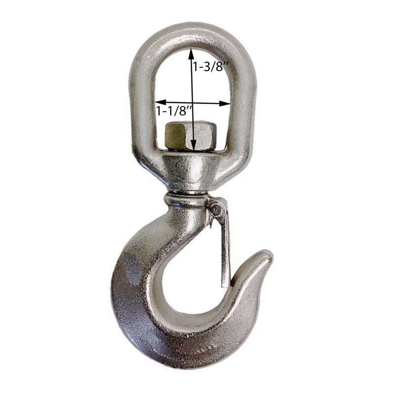 1/2" Drop Forged Swivel Hook Lifting Hook 1000 LBS WLL Stainless Steel T316 4Pcs