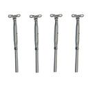 Marine 5/16" Deck Toggle & Swage Stud Turnbuckle 3/16" Cable Stainless Steel 4Pc