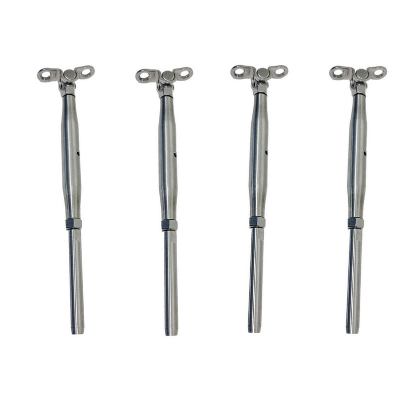 Marine 3/8" Deck Toggle & Swage Stud Turnbuckle 1/4" Cable Stainless Steel 4 Pcs