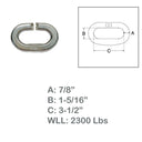 Marine 7/8" C Link Connector Link 2300 Lb WLL Lift Rig Stainless Steel T316 4Pcs