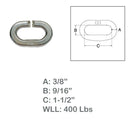 Marine Boat 3/8" C Link Connector Link 400 Lb WLL Lift Rig Stainless Steel T316