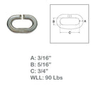 Marine 3/16" C Link Connector Link 90 Lbs WLL Lift Rig Stainless Steel T316 4Pcs