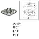 Diamond Pad Eye Plate 1/4" 304 Stainless Steel for Hammock,Rigging Boat Deck 4PC