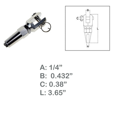 Marine Boat 1/4" Swageless Jaw Cable Wire Rail Railing Stainless Steel T316
