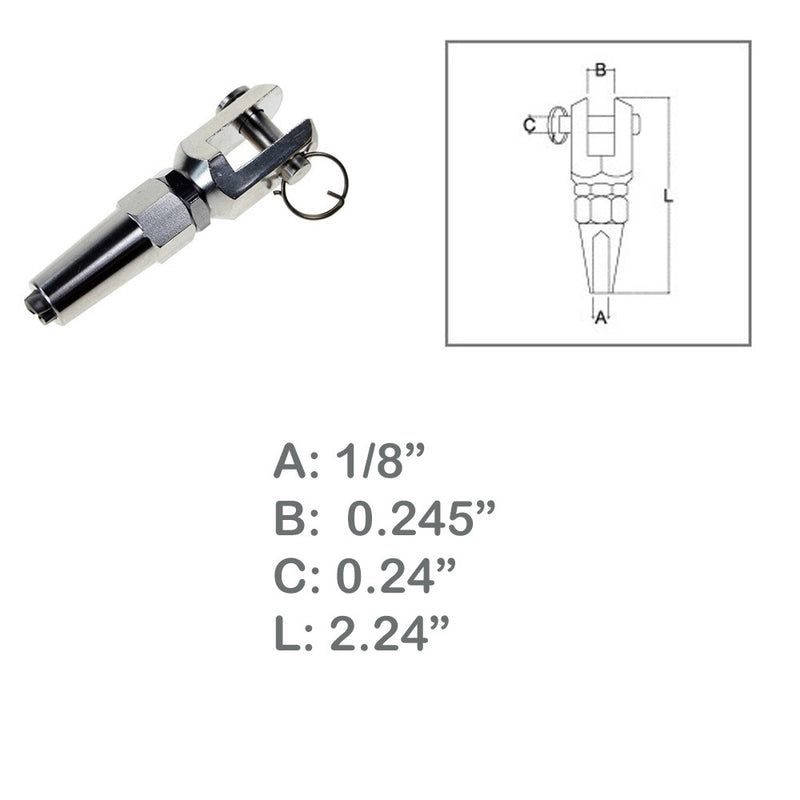 Marine Boat 1/8" Swageless Jaw Cable Wire Rail Railing Stainless Steel T316