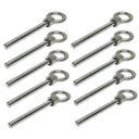 Stainless Steel Eye Bolt 1/2"x4" Marine Grade Non Threaded Shoulder Eyebolt 10Pc