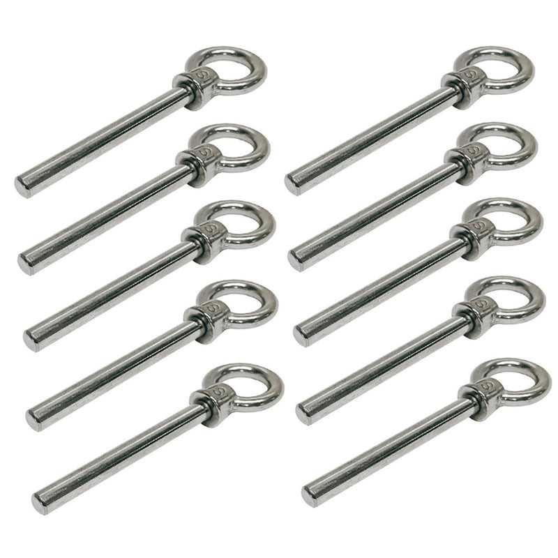 Stainless Steel Eye Bolt 5/8"x4" Marine Grade Non Threaded Shoulder Eyebolt,10Pc