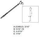 3/16" Cable Jaw Swageless Turnbuckle 5/16" Pipe Turnbuckle Stainless Steel 4Pcs