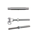 Marine 3/16" Cable Jaw And Swage Stud Turnbuckle 1/4" Thread Stainless Steel 316