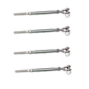 Marine 1/8" Cable Jaw And Swage Stud Turnbuckle 1/4" Thread Stainless Steel 4Pcs