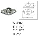 Diamond Pad Eye Plate 3/16" 304 Stainless Steel for Hammock,Rigging Boat Deck