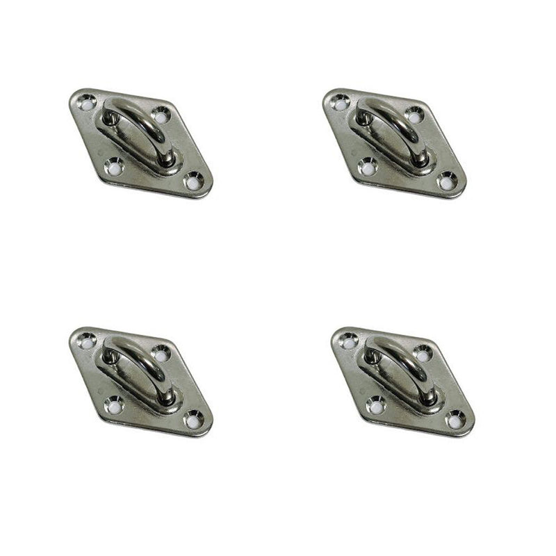 Light Duty Diamond Pad Eye Plate 5/16" 304 Stainless Steel for Hammock Deck 4Pcs
