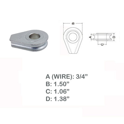 Marine 3/4" Solid Wire Rope Thimble Stainless Steel T316, Precision Cast