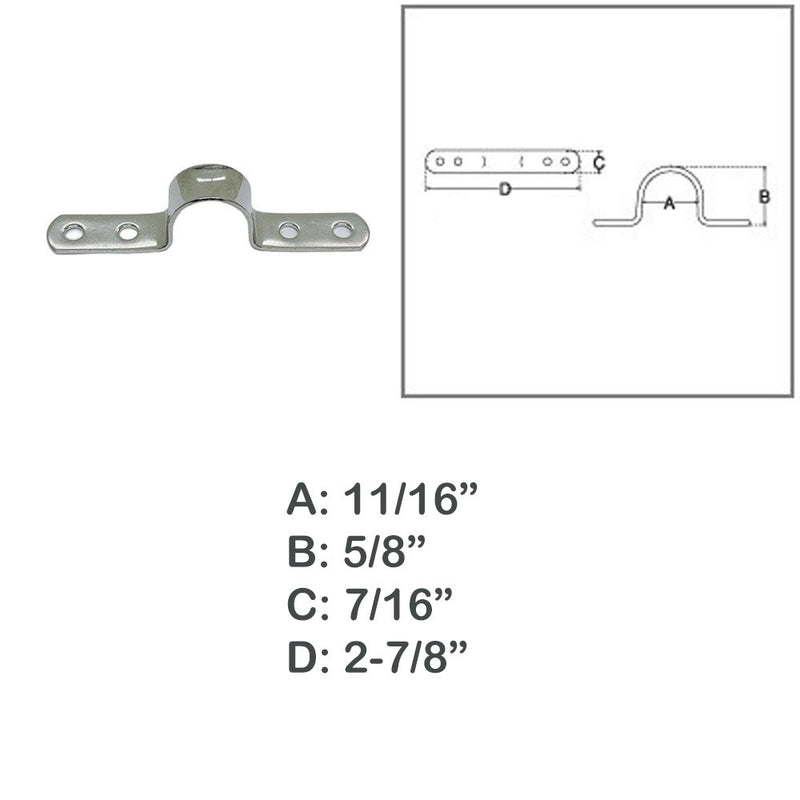 11/16" Deck Loop Pad Eye 316 Stainless Steel Top Eye Straps,Tie Down,Kayak 4 Pcs