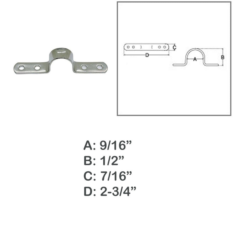 9/16" Deck Loop Pad Eye 316 Stainless Steel Top Eye Straps, Tie Down,Kayak 4 Pcs