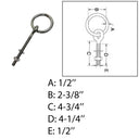 1/2" Marine Ring Eye Bolt 2-3/8" Ring Diameter Shoulder Bolt Stainless Steel 304