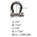 Marine Mil-Spec Round Pin Anchor Shackle Forged Stainless Steel T316