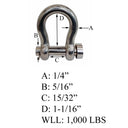 Marine Mil-Spec Round Pin Anchor Shackle Forged Stainless Steel T316