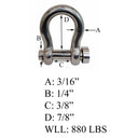 Marine Mil-Spec Round Pin Anchor Shackle Forged Stainless Steel T316