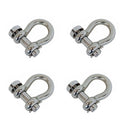 4 Pcs Mil-Spec 3/8" Round Pin Anchor Shackle 1,500Lb WLL Stainless Steel T316