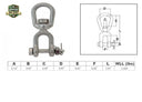 Mil Spec 5/16" Jaw & Eye Marine Mooring Swivel 1600 Lbs WLL T316 Stainless Steel