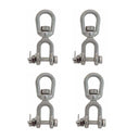 4 PCS Mil Spec 3/8" Jaw & Eye Mooring Swivel 3,400 Lbs WLL T316 Stainless Steel