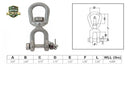 Mil Spec 5/8" Jaw & Eye Marine Mooring Swivel 6,000 Lbs WLL T316 Stainless Steel