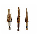 Cobalt Step Drill Bit Set, 1/4" Hex 13-9-6 Hole Spiral Fulte Drill Design
