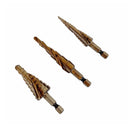 Cobalt Step Drill Bit Set, 1/4" Hex 13-9-6 Hole Spiral Fulte Drill Design