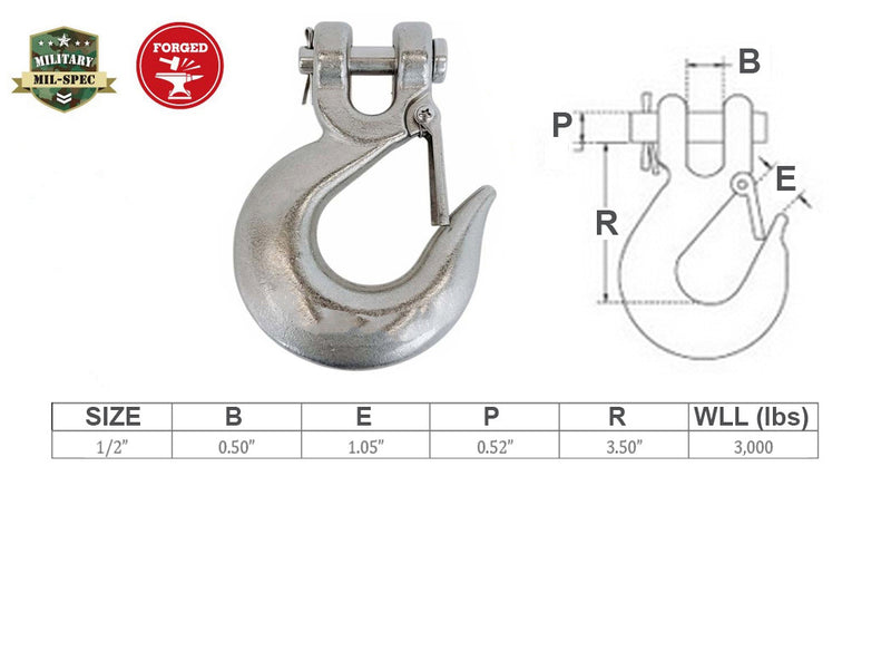 Mil Spec Drop Forged Clevis Slip Hook T316 Stainless Steel