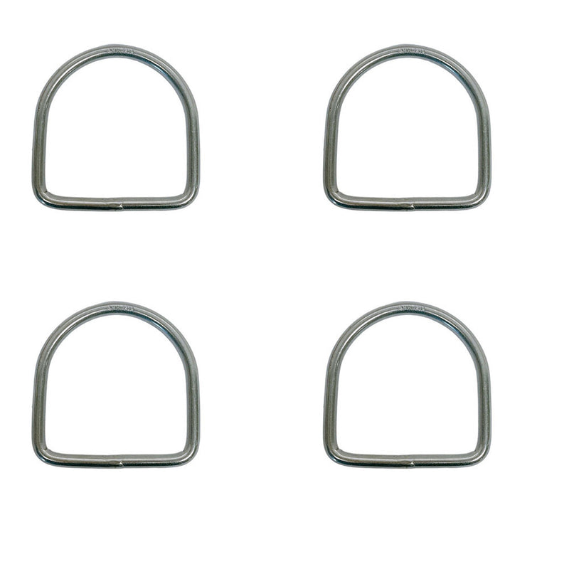 4 Pc Marine Mil Spec Stainless Steel 1/4" D-Ring Welded, 48mm Height 500 Lbs WLL