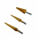 3/8" Shaft 13-9-6 Steps Titanium Step Drill Bit Set, 2 Flute Design Hex Shank