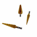 3/8" Shaft 13-9-6 Steps Titanium Step Drill Bit Set, 2 Flute Design Hex Shank