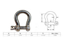 Mil Spec Stainless Steel T316 3/8" Screw Pin Anchor Shackle 1,500 Lbs WLL