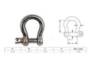 Mil Spec Stainless Steel T316 3/16" Screw Pin Anchor Shackle 880 Lbs WLL
