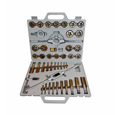 Titanium Coated SAE Standard Tap Die 45Pc Set Coarse Threads Stock Handle Wrench
