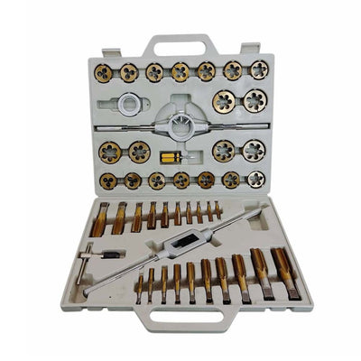 Titanium Coated METRIC Standard Tap Die 45 Pc Set Coarse Threads Handle Wrench