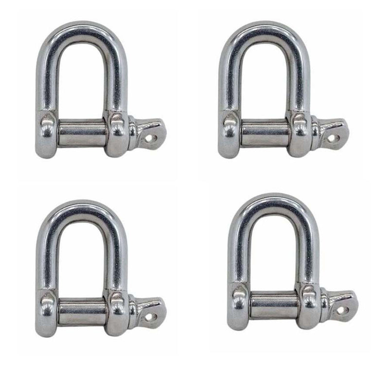 4 Pcs Forged 1/2" Screw Pin Shackle 3,000 Lb WLL Stainless Steel T316 Mil Spec