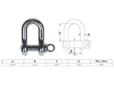 Forged 3/16" Screw Pin Chain Shackle 650 Lb WLL Stainless Steel T316 Mil Spec
