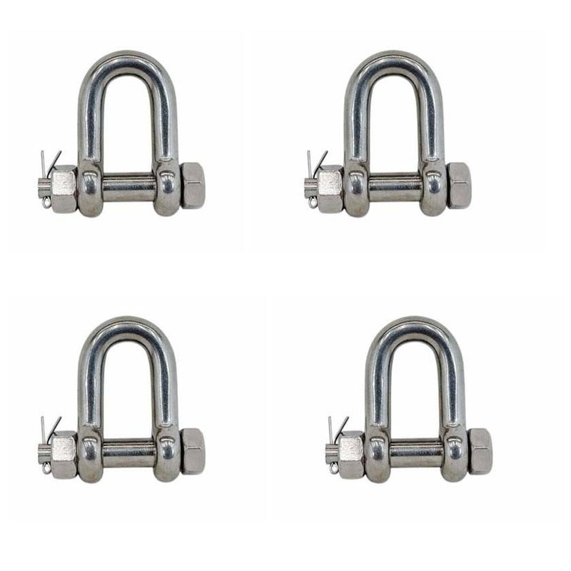 4 Pcs Forged 1/4" Bolt Pin Shackle 880 Lbs WLL Stainless Steel T316 Mil Spec